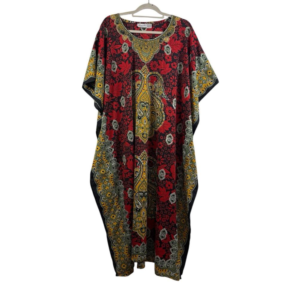 Vintage Sante Classics Kaftan Dress OS Floral Rhinestone Glitter Caftan Mumu